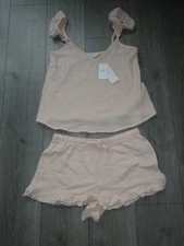 M&S MARKS & SPENCER LT APRICOT PYJAMA SHORT COOL COMFORT NIGHT SET UK SIZE 10