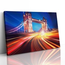 Tower Bridge at Night Canvas Framed Print Picture Wall Art