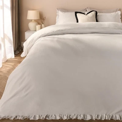 OHS Frill Edge Bedding Set Microfibre Decor Duvet Cover with Pillowcase