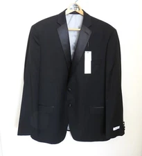 NWT Calvin Klein Tuxedo Jacket 46 R Slim Fit Black 2 Button Single Breasted Wool