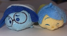 Disney Tsum Tsum Sadness  Joy Inside Out 3.5  Mini Plush Blue Yellow Lot of 2