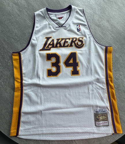RARE! Mitchell & Ness LA LAKERS Shaquille O'Neal #34 WHITE NBA Jersey - SIZE XL