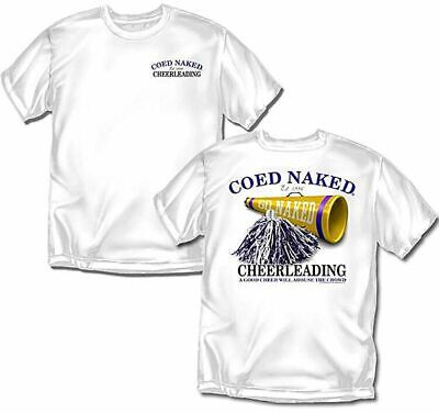 White Coed Naked Lacrosse T-shirt Adult Sizes.