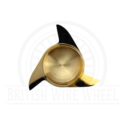 3 Bar Swept Gold Knock Off Spinner Caps for Lowrider Wheels, Set of 4 + Hammer - Picture 8 of 10
