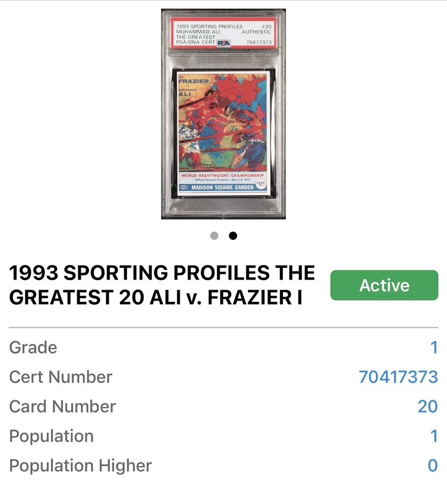 1993 Sporting Profiles MUHAMMAD ALI Frazier PSA Autograph ON CARD Auto RARE - Image 3 of 3