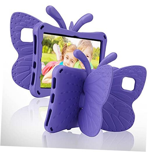 FW Fire 7 Tablet Case Kids, Amazon Butterfly Case with Fire 7 2022 Purple