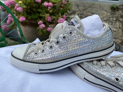 sequin converse silver