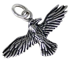 Rabe Corvus Anhänger Silber 925 Rabenschmuck Gothic magischer Vogel b365