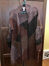 Monroe & Main womens cardigan tunic cover shawl Sweater S Geometric Gold Threads