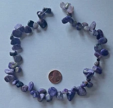SMOOTH CAPE AMETHYST FREE FORM TEARDROP TOP DRILL BEADS 16" STRAND  WHOLESALE!!!