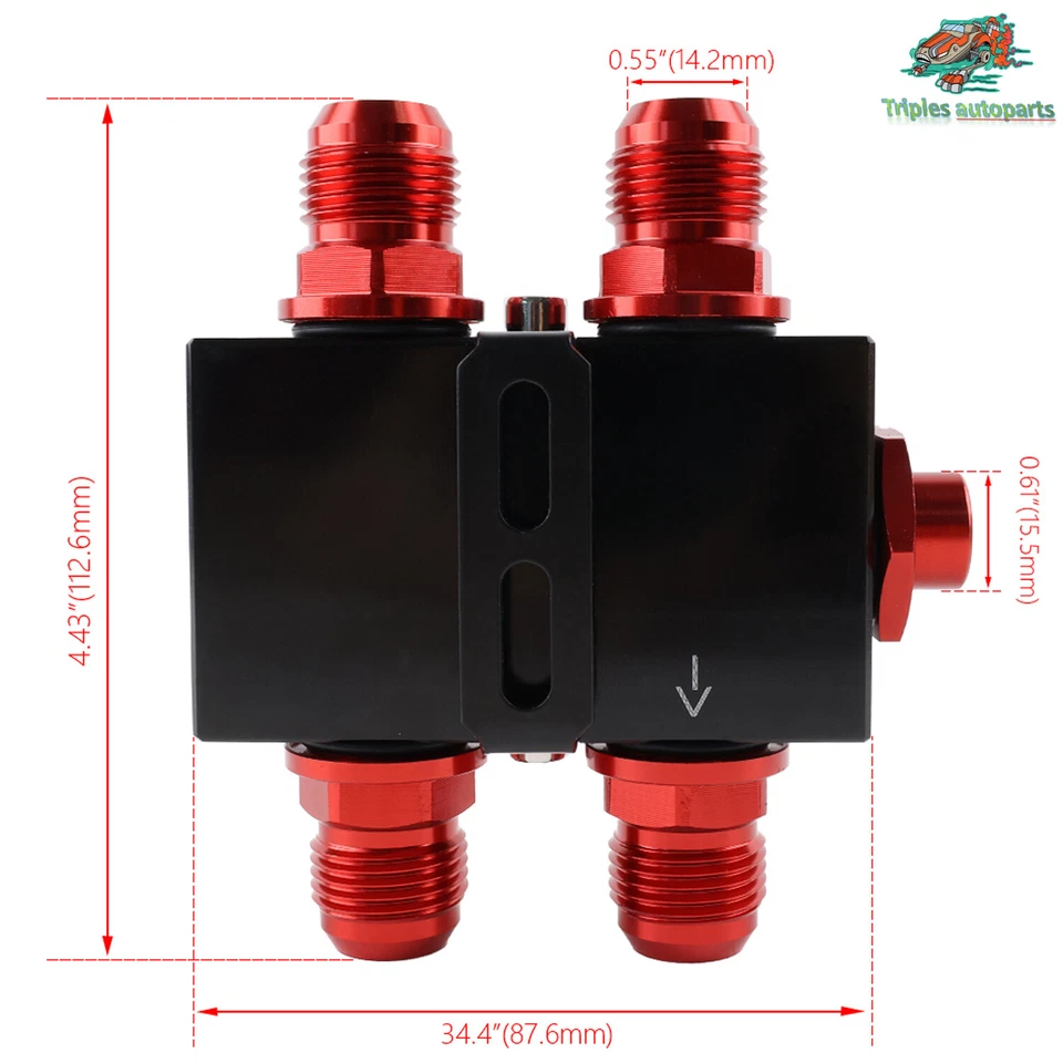 Adaptador de placa sándwich de filtro de aceite Billet con montaje de termostato de aceite en línea AN10 Foto 2 de 4