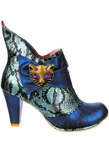 Irregular Choice Miaow Azul/Menta Tacón Bloque Chelsea Botines Zapatos - Imagen 2 de 4