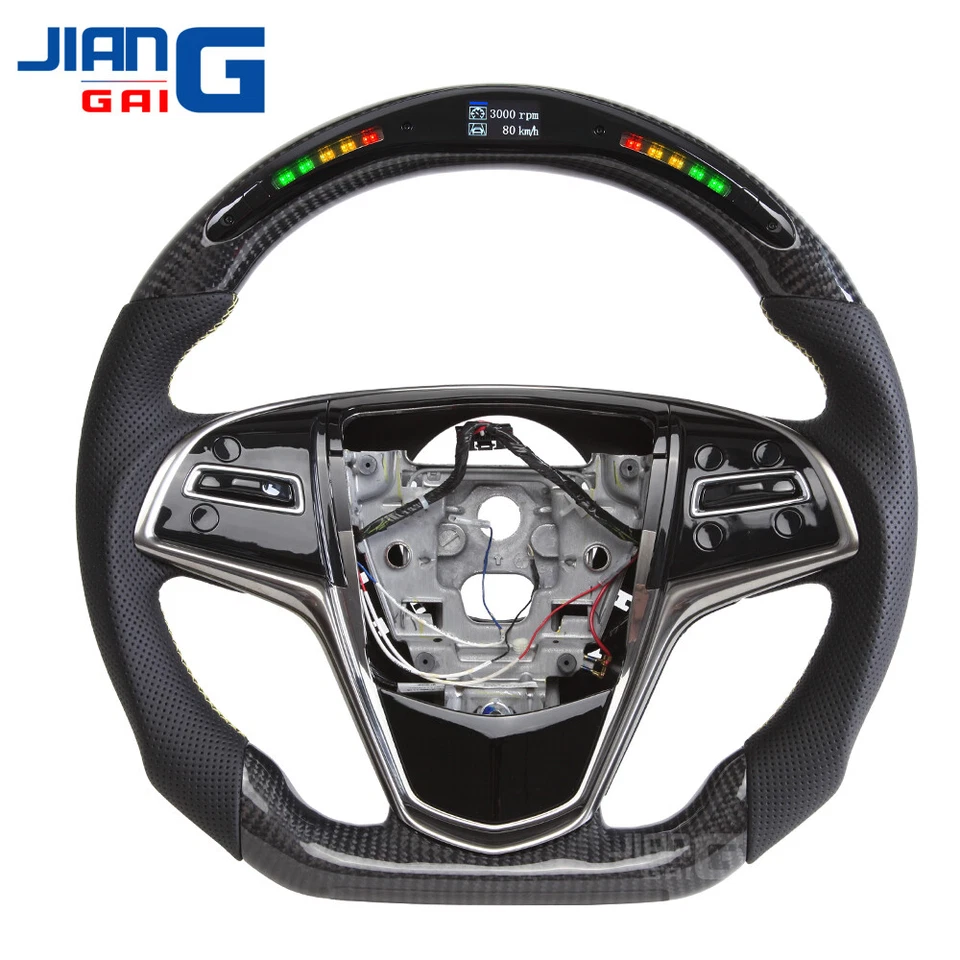 LED Carbon Fiber Spport Steering Wheel for For Cadillac ATS-L ATS-V 2013-2019 - Image 2 of 4