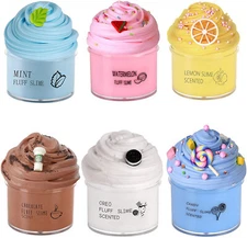 Butter Slime Kit 6 Pack Pre Made Sludge Party Favors with Oreo, Candy, Coffee