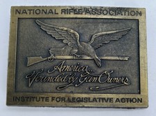 NRA National Rifle Assn Gun Owner 2nd Amendment Right Bear Arm Vtg Belt Buckle