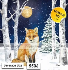 (5506) TWO Paper BEVERAGE / COCKTAIL Decoupage Art Craft Napkins - WINTER FOX