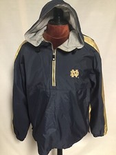 Holloway Notre Dame Men's Hooded Hurricane Jacket 1/4 Zip Navy Gold Large