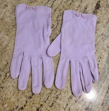 Vintage Womens Size XL Purple Nylon Formal Stretch Short Gloves Button Accent