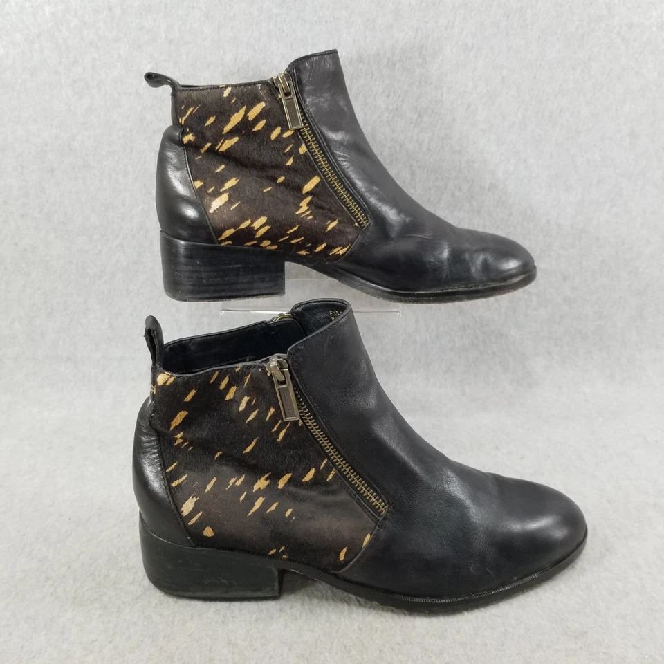 Botines Cole Haan Mujer Talla 10 Roble Cuero Negro con Cremallera Pelo de becerro Genuino Foto 3 de 4