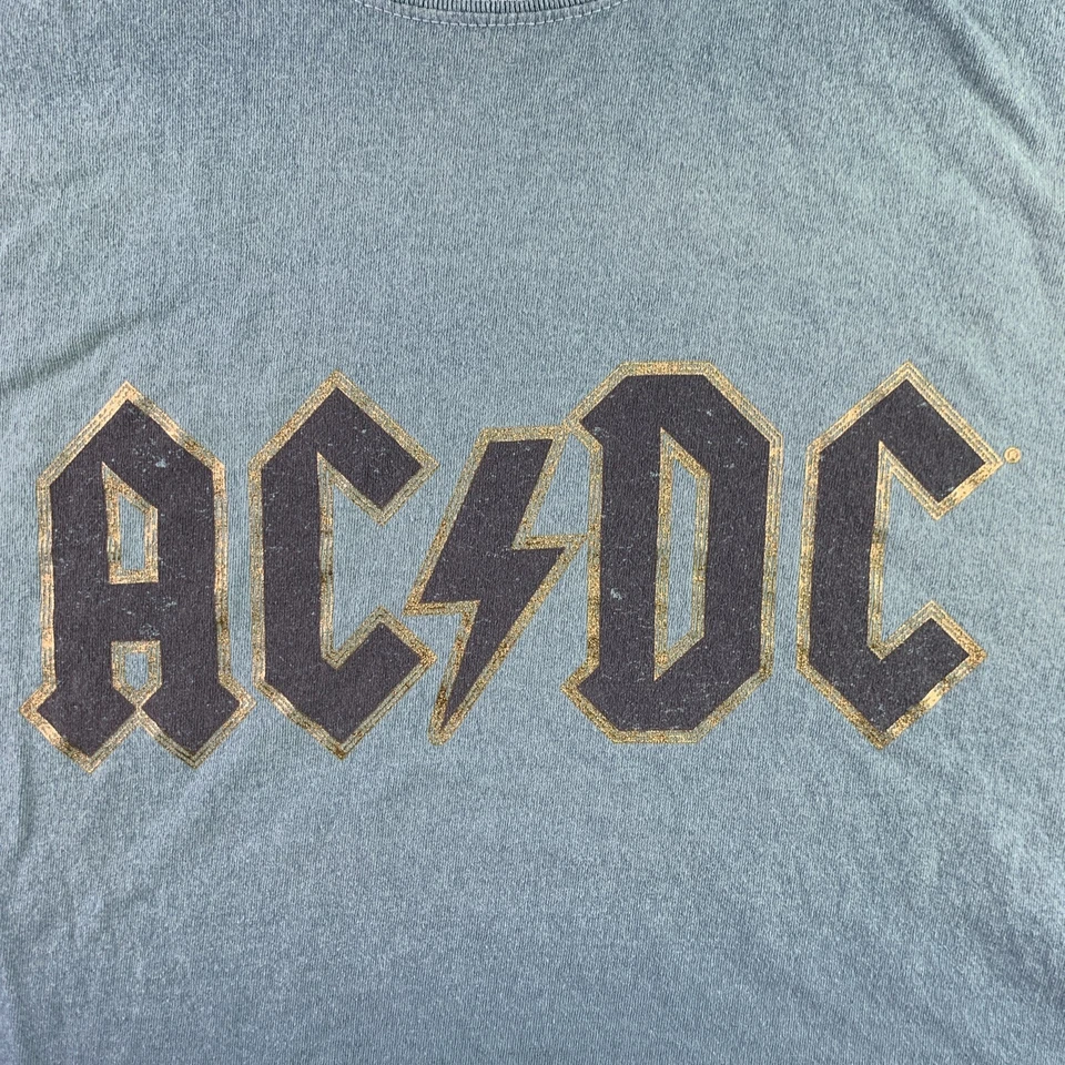 ACDC Shirt Womens Large Green Crop Top Rock Band Music Festival Retro 80s Tee - Image 3 of 4