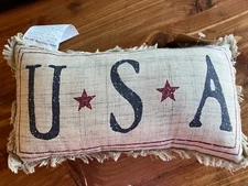 VHC Brands Mayflower Market My Country USA Pillow 6x12” NWT
