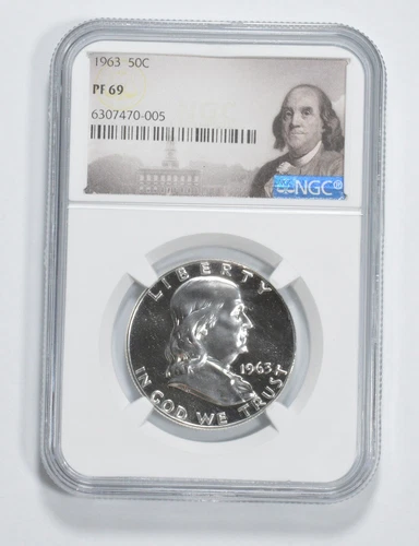 1963 PF69 Proof Franklin Half Dollar NGC Graded - White Coin Spot Free PR