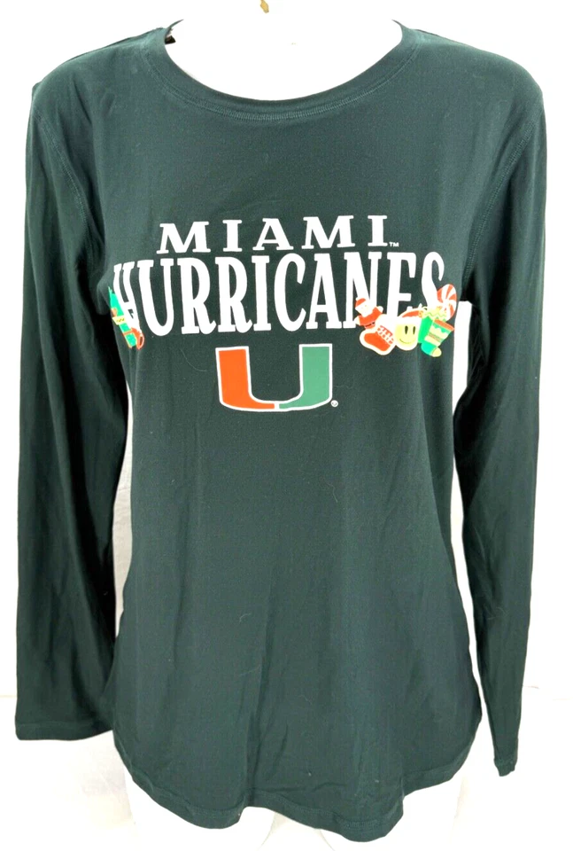 NUEVO Conjunto de pijama para mujer Miami Hurricanes Concepts Sport verde Navidad LS Foto 2 de 4