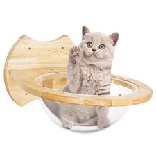 Cat Wall Bed Mounted Wooden Hammock Dome Space Capsule Kitty Shelves For Home