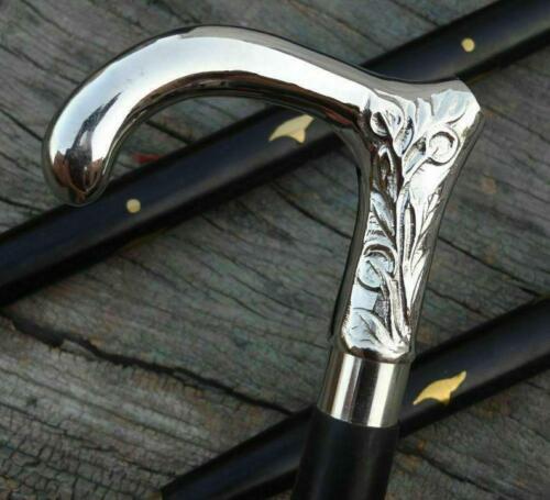 Solid silver Walking stick round head handle ~ vi… - image 2
