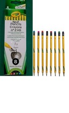 CRAYOLA LATEX-FREE COLORED ERASERS, PRE-SHARPENED NONTOXIC NO.2 8 PENCILS.