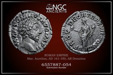 MARCUS AURELIUS NGC XF ANCIENT ROMAN COINS, AD 161-180. AR Denarius. A1246
