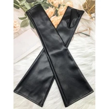 Long Fingerless Gloves Women Mitten Winter Arm Warmer PU Leathers Arm Sleeve