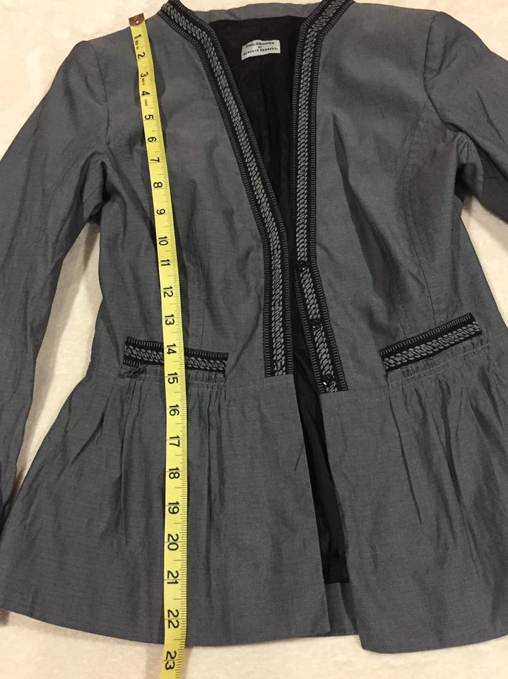 Philosophy By Alberta Ferretti Gris 2 Piezas Falda Chaqueta de Carrera Blazer Talla 4 Foto 4 de 4