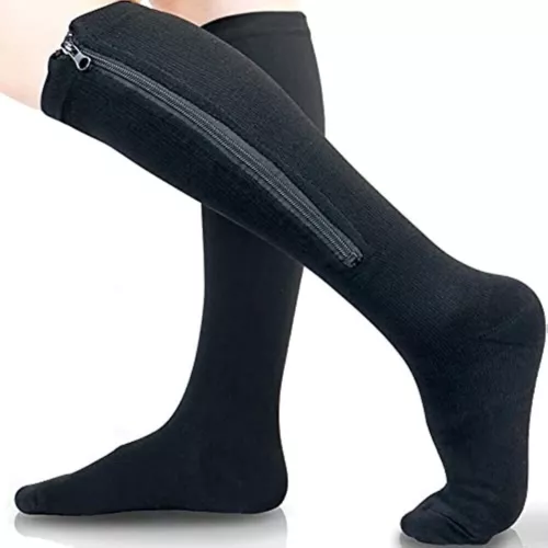 (3 Pairs) Zip-Up Compression Socks 20-30 MMHg GRADE Knee-High Unisex Leg Support - Picture 18 of 22