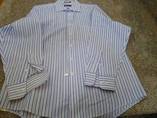 Chaps Blue Striped Button Up Dress Shirt Men's Large