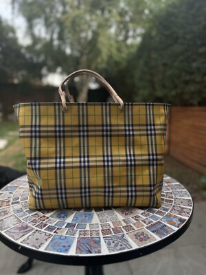 Womens Burberry Shopper Bag Authentic Rare Yellow Print Nova Check  Authentic VGC UK
