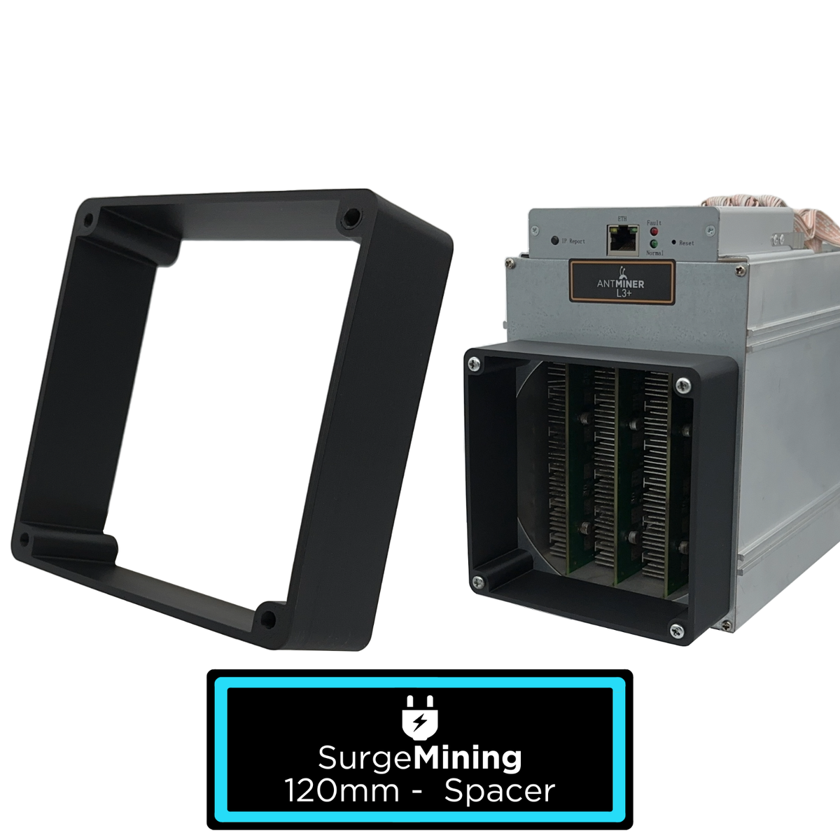 120mm Spacer - Inline Fan Delete Intake Exhaust Silencer Crypto ASIC Miner  S9 L3