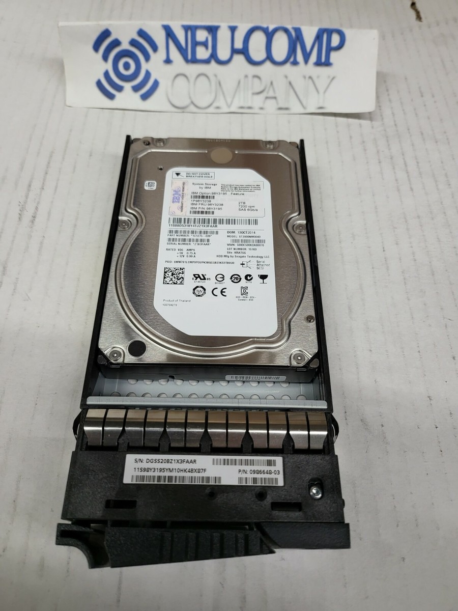 IBM XIV 2TB 7.2K SAS Hard Drive 98Y3238 98Y3195 98Y3684