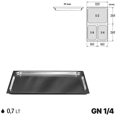 Vaschette Gastronorm GN 1/4 In Acciaio Inox 265x162mm - Comas - Impilabili