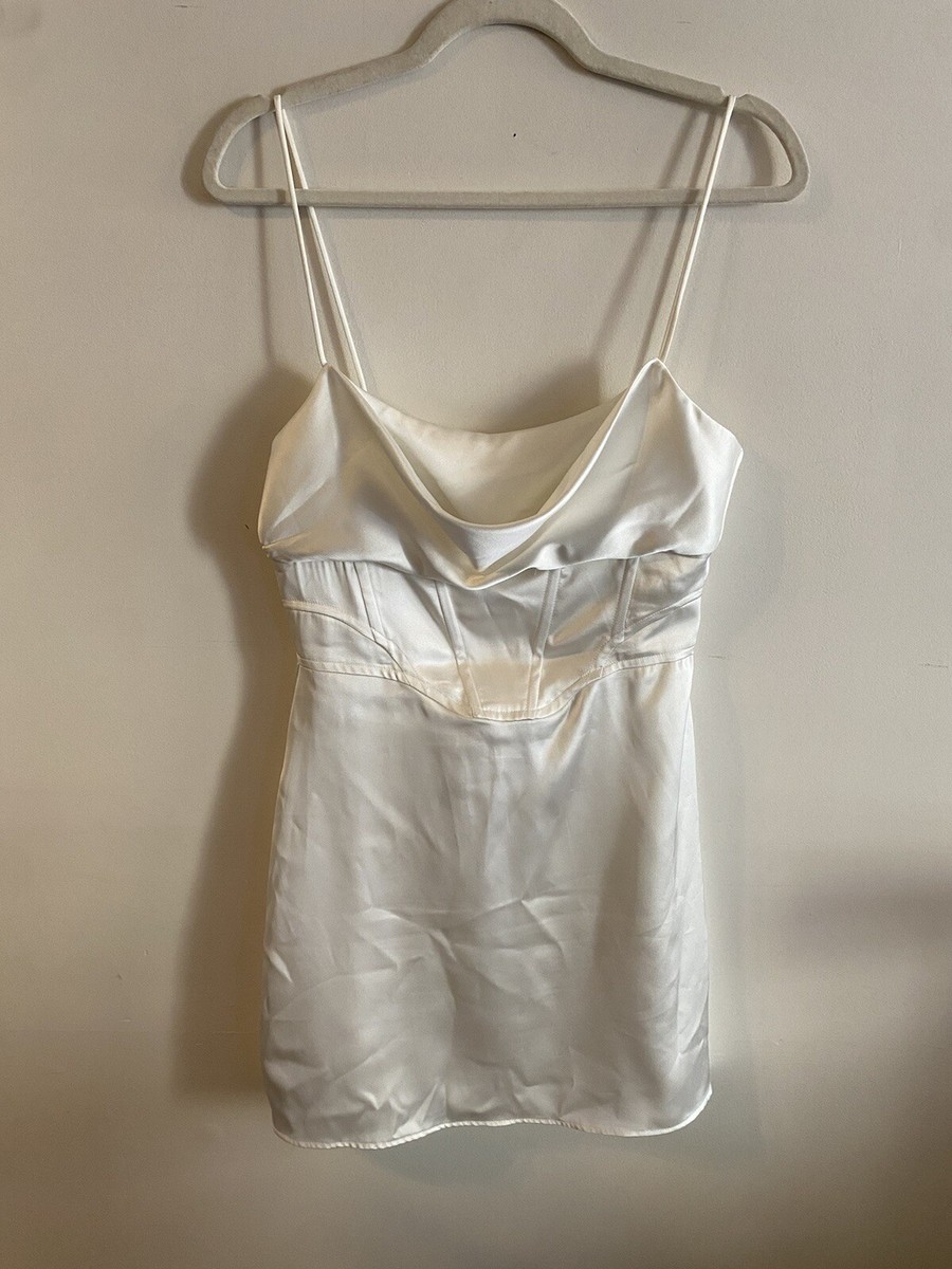 Zara White Satin Effect Corset Dress Women's Size M Cowl Neck Summer  Collection | eBay UK