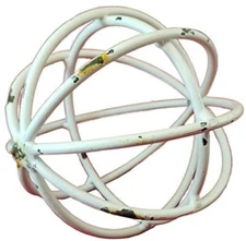 PD Home & Garden White Bar Metal Sphere Rustic Distressed 5 inch Diameter