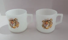 EUC Lot 2 Vintage Fire King Tony The Tiger Esso Exxon Milk Glass Coffee Mug Cup