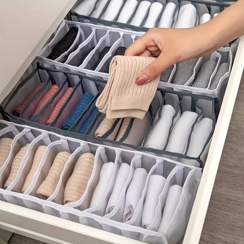 3pcs Foldable Storage Organiser Underwear Bra Socks Tidy Drawer Storage Divider - Image 3 of 4