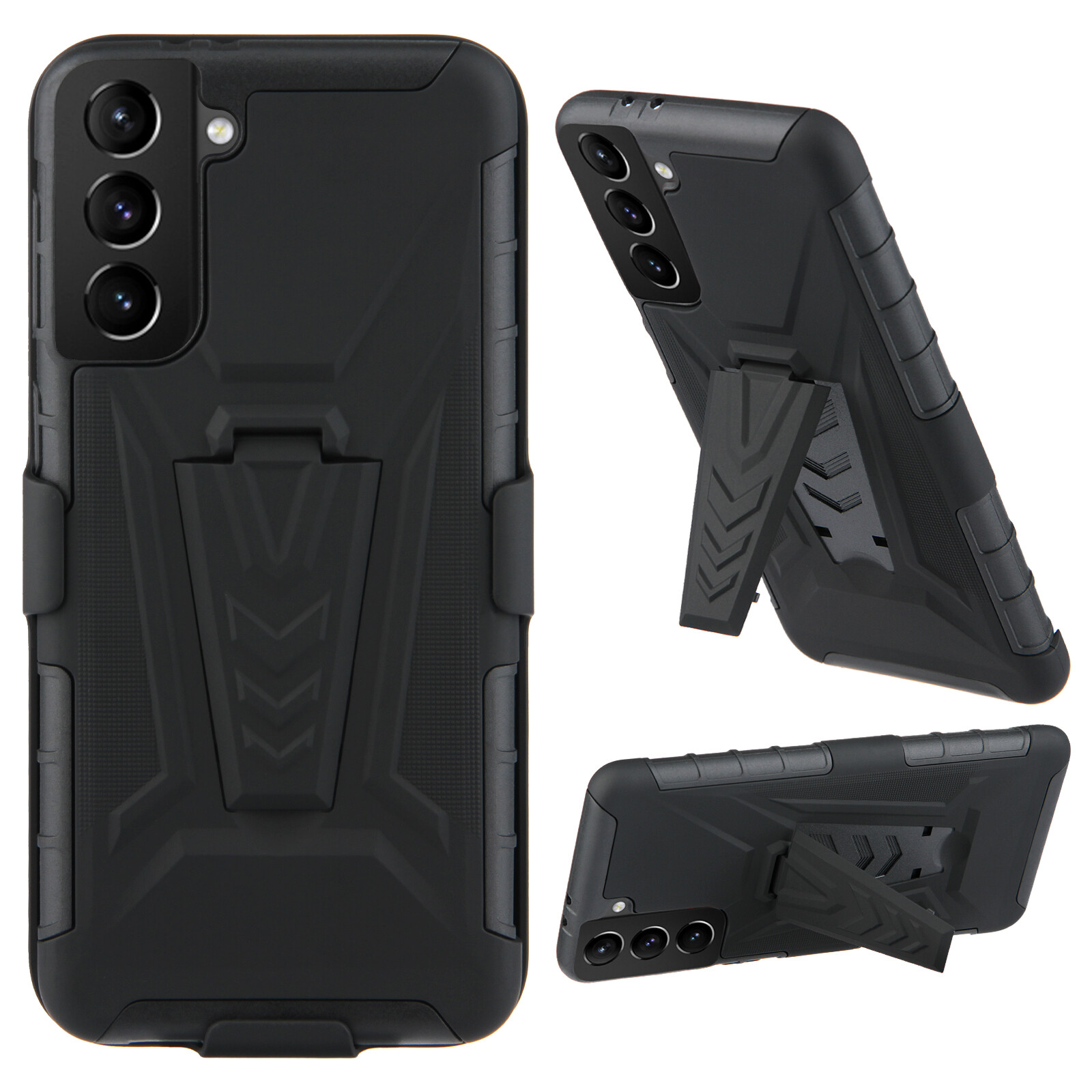 For Samsung S23 Ultra/S20 S22 +/S21 FE Slim Shockproof Case with Belt Clip Stand-image