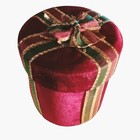 Lindy Bowman Co Red Velvet Gift Box Green Gold Ribbon Bow Lid Christmas Holiday