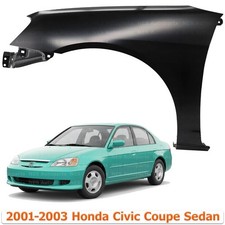 New Front Fender Driver Side Primed Steel For 2001-2003 Honda Civic Coupe Sedan New Front Fender Driver Side Primed Steel For 2001-2003 Honda Civic Coupe Sedan