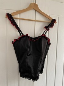 Ann Summers Ladies Black Red Basque UK 14-16