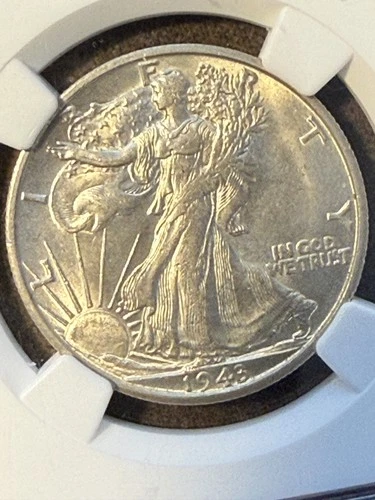 1943-S 50C Walking Liberty Half Dollar MGC MS63 Very Sharp Detail Full Cartwheel