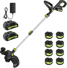 20V Cordless String Trimmer, 12'' Grass Cutter with 2 Batteries & Charger