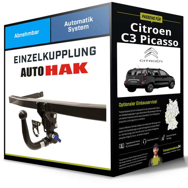 Abnehmbare AnhäNgerkupplung für Citroen C3 Picasso 08- Typ SH Auto Hak NEU-image
